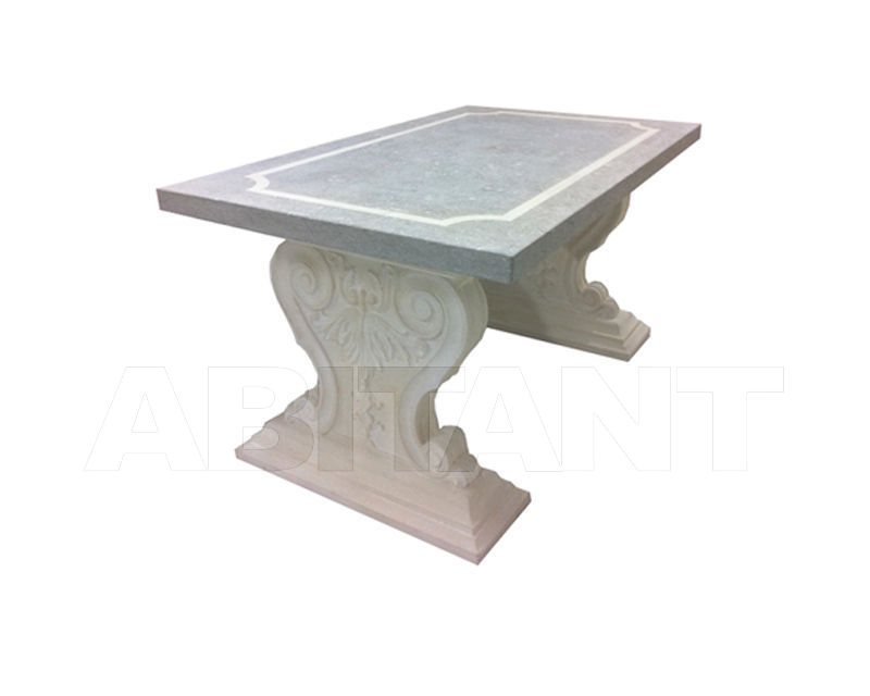 Купить Стол обеденный Atelier Promethee Pierre / hand carved stone Table en pierre grise à liseret blanc