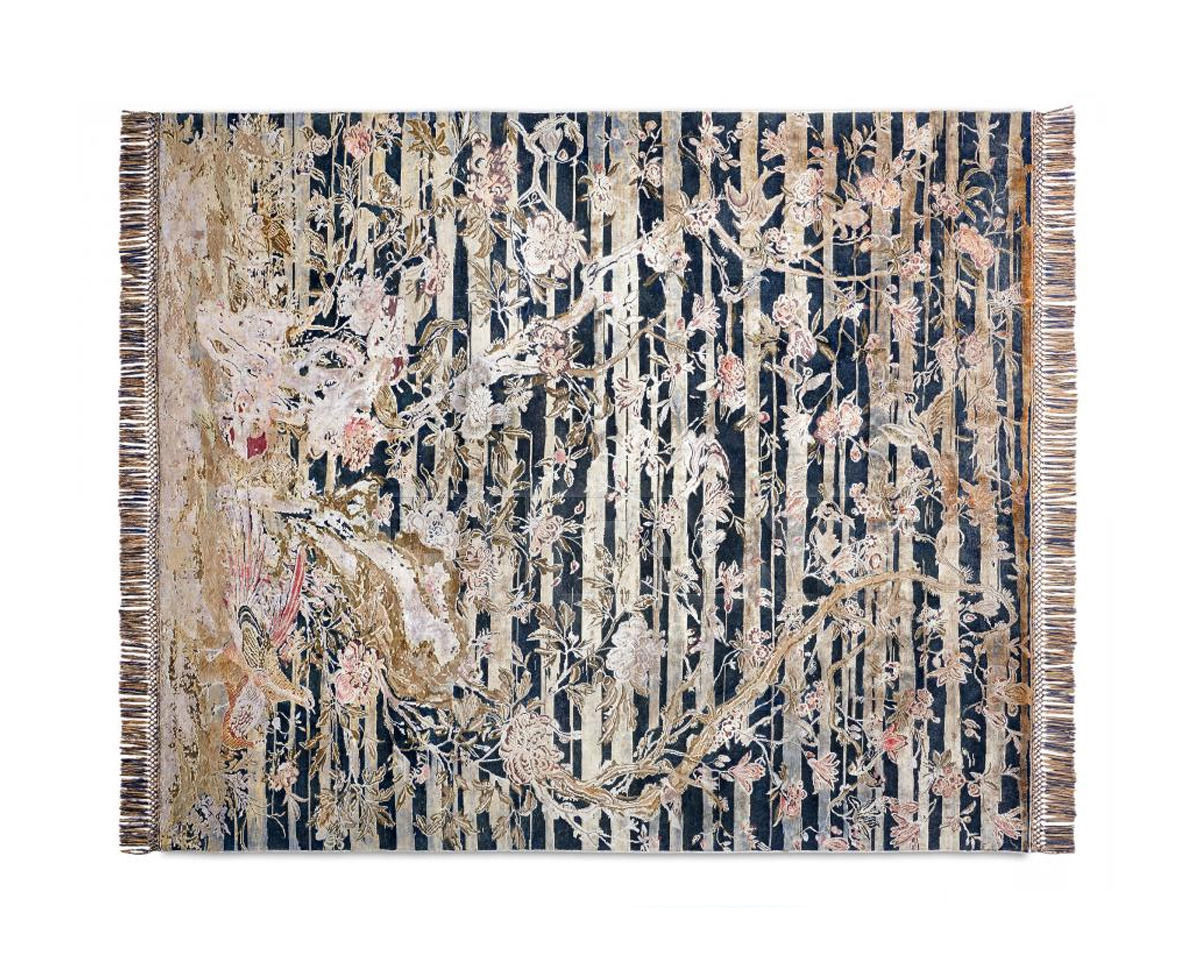 Купить Ковер дизайнерский Rug Star Oxidized Belle Époque Rose Tree with Birds | MidNightBlue