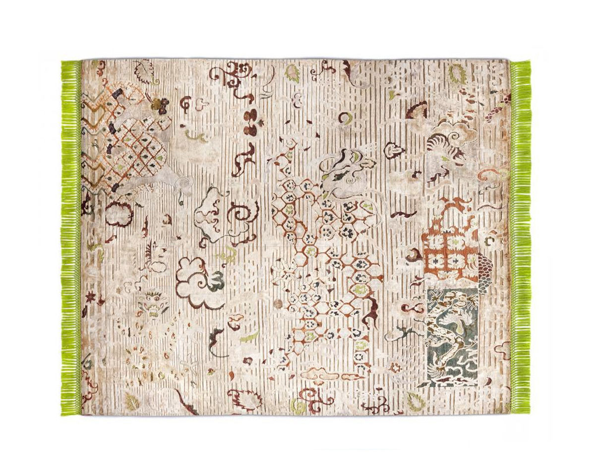 Купить Ковер современный Rug Star Oxidized Ikat Dragon No. 02 | AppleGreen | SilkFringes 