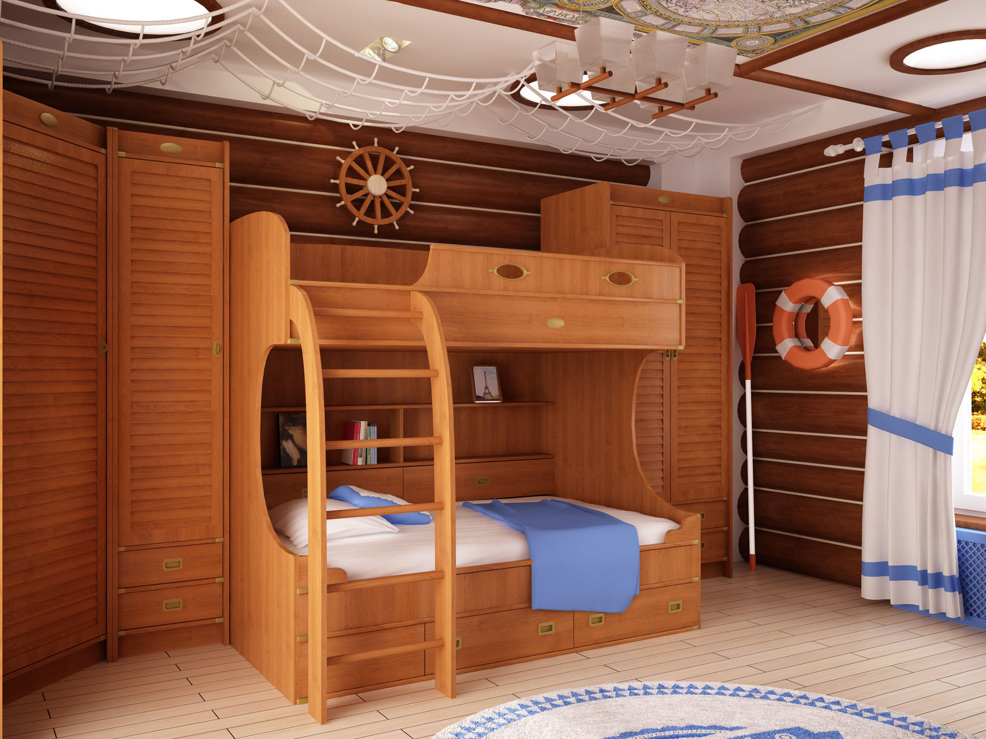 Детская палуба. Кровать в морском стиле. Двухъярусная кровать в морском стиле. Двухэтажная кровать в морском стиле. Детская в морском стиле.